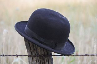 1910 ère Derby Hat Danbury Chapelier Co feutrine Mens robe chapeau noir taille 7 1/8