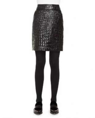 Akris punto Crocodile Embossed Patent Leather Pencil Skirt