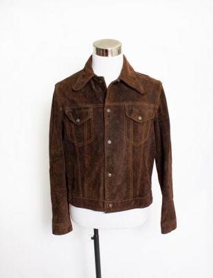 Veste Cuir Vintage Daim Gris Années 80/90 - Taille S, Style Bomber - Cuir Mouton - État Parfait