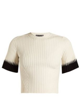 Alexander McQueen Contrast cuff ribbed cropped top