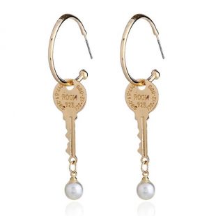 Retro Fashion Alloy Key Drop Earrings Woman Analog Pearl Pendant Dangle Earrings for Women Jewelry Gift YWNZ0976 in Drop Earrings from Jewelry & Accessories on Aliexpress.com | Alibaba Group