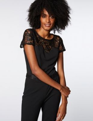 Combinaison pantalon 7/8 haut dentelle