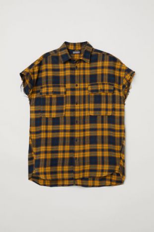 Short sleeved flannel shirt Yellow par H&M