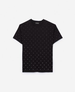 The Kooples - T shirt coton noir strass