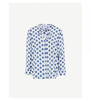 Sandro Tie neck oversized printed silk shirt
