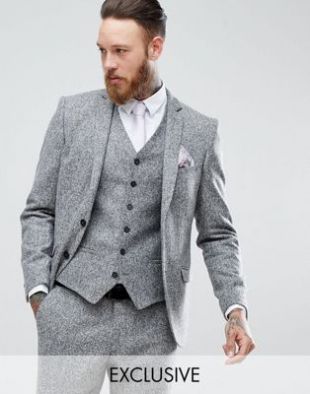 Heart & Dagger Veste de costume slim en tweed à chevrons