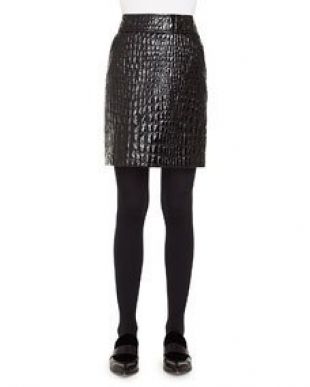 Akris punto Crocodile Embossed Patent Leather Pencil Skirt