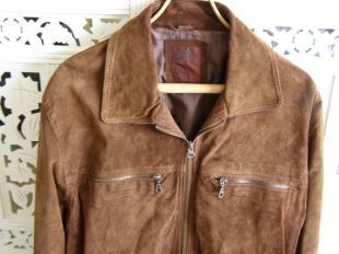 Blazer en cuir véritable pour homme Marron, brun, T- Petit