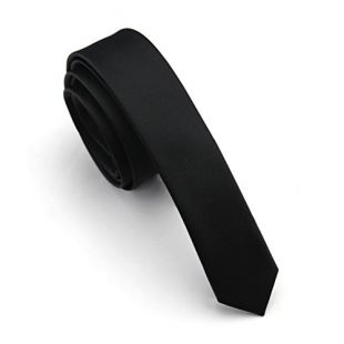 Elviros Mens Solid Color Eco-friendly Fashion Skinny Tie 1.6'' (4cm) Black