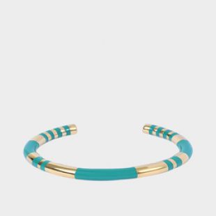 Bracelet Positano en Laiton Plaqué Or Vert Emeraude