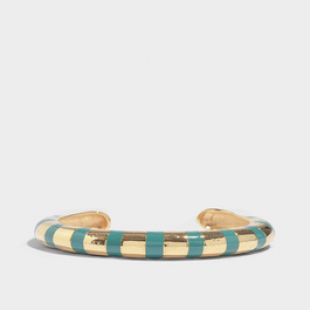 Bracelet Maria en Email Vert et Laiton Plaqué Or 18K