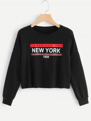 Sweat shirt court imprimé lettre