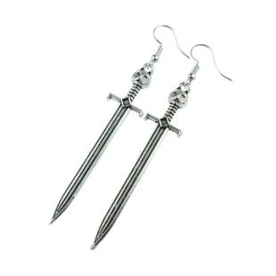 TFB   MEDIEVIL épée argent boucles d’oreilles   complet avec boîte cadeau