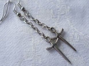Athame poignard boucles d’oreille, argent boucles d’oreilles, épée, bijoux pagan, wiccan, égyptien épée, cadeau, chaîne compte gouttes boucles d’oreilles, bijoux athame