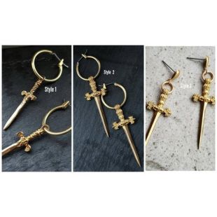Or sabre   épée gothique boucles d’oreilles   Boucles d’oreilles Antique épée   Vintage   déclaration d’oreilles pour les femmes
