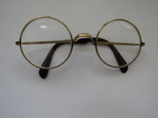 Portent des lunettes vintage en laiton grands rond fil jante lunettes oeil Vintage lunettes Mid Century Modern de lecture Costumes affiche les accessoires