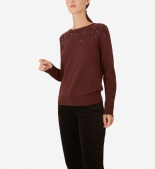 Pull cintré en coton motif