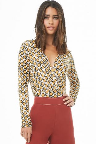 Forever 21 Abstract Print Surplice Top