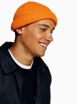 Bonnet orange côtelé style pêcheur par Topman
