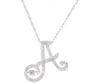 Dancing Diamond Initial Necklace, 1/4ct Sterling Affinity — QVC.com