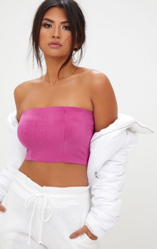 Helsa Pastel Pink Slinky Bandeau Crop Top