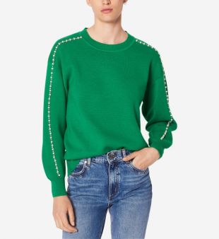 Pull en laine mélangée liserés perlés