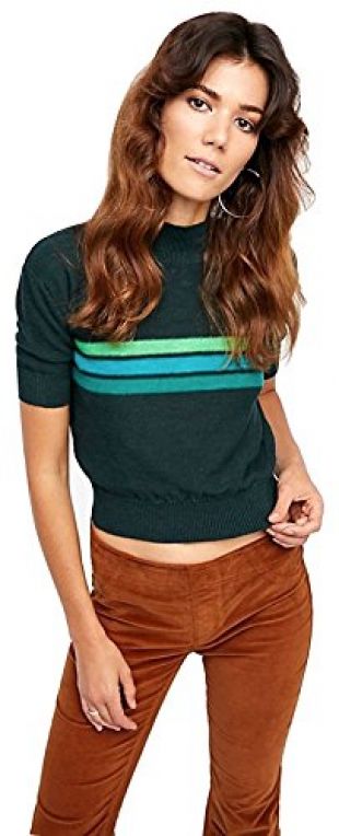 Free People Way Back Mock Neck Sweater Green XS
