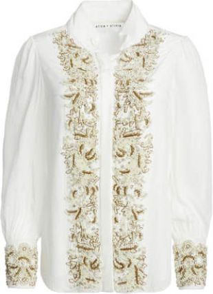 Alice + Olivia Zita Embellished Tuxedo Shirt