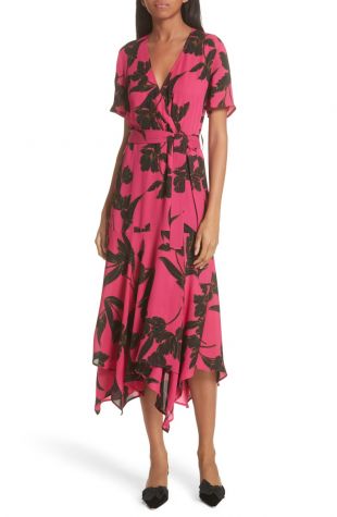 A.L.C. Cora Print Silk Midi Wrap Dress