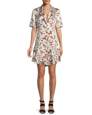 A.L.C. Ruthie Floral Stretch Silk Button Front Dress