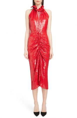 Magda Butrym Ruched Sequin Sheath Dress