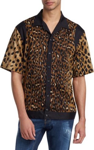 Dsquared2 Leopard Print Bowling Shirt