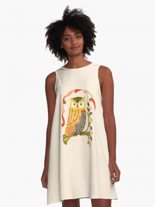‘Beau mignon hibou’ Robe trapèze by Denis Marsili