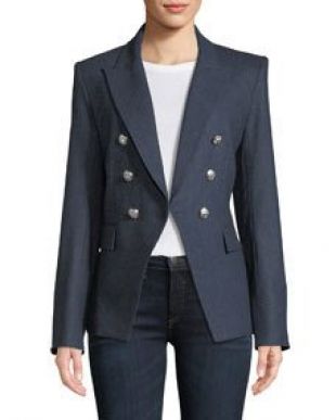 Veronica Beard Miller Double Breasted Herringbone Blazer