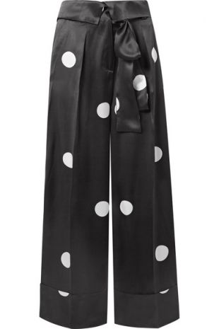 Petar Petrov Hester polka dot silk satin wide leg pants