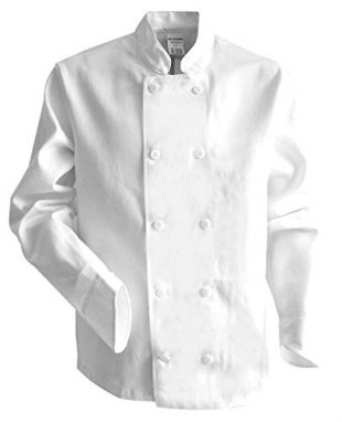 LMA 200334 POISSON Veste de Cuisinier Col Officier, Blanc, Taille 3