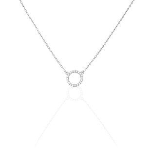 Collier Lim Or Blanc Cercle et Oxyde