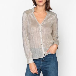 Chemise col v, manches longues