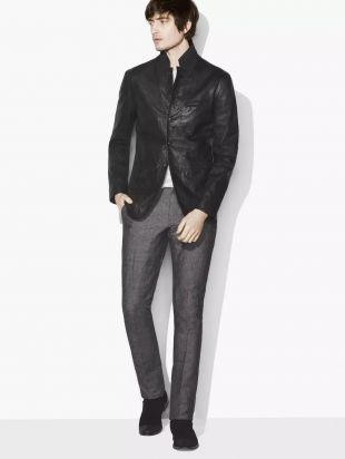 John Varvatos Crinkle Leather Blazer Jacket