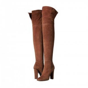 Brown Long Boots Chunky Heel Thigh high Boots for Women