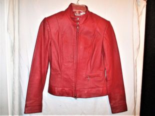 Vintage des années 90 en cuir rouge Biker Jacket 4 Sm Zip Up Newport News