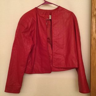 Vintage en cuir rouge recadrée Jacker Evan Davies Petites 10p matelassé losanges