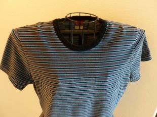 Vintage velours bleu tee shirt rayé noir Top T shirt taille Large livraison gratuite