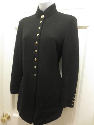 ST. JOHN  Marie Gray Black MILITARY INSPIRED Santana Knit  BLAZER Jacket 2 Small  | eBay