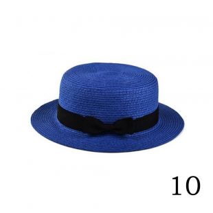 Women Summer Beach Sun Hats  Flat Top Straw Hat  Boater Hat BN  | eBay