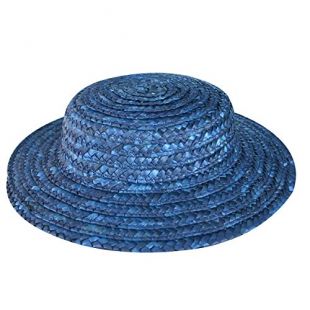 Lawliet Solid Color Straw Stripe Mini Top Hat Craft Fascinator A224 (Blue)