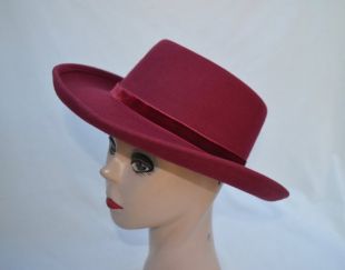 Burgundy Felt Gambler Fedora Hat