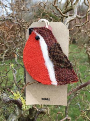 Broche oiseau rouge gorge Bobby pin. Feutré et doublure à l’aide de tweed Harris et Yorkshire / / Britannique oiseaux / / idées cadeaux / / printemps / / fait à la main
