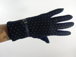 Gants bleus marine hiver femme laine chauds pois finition simili rÃ©tro vintage | eBay