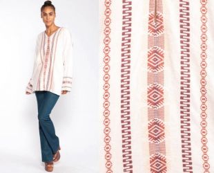 Haut à manches longues bohème hippie ample à basque vert paisley, chemisier à la mode pour femmes à manches bouffantes - France